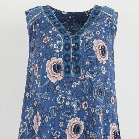 Blue floral sleeveless dress - Picture 3 of 8